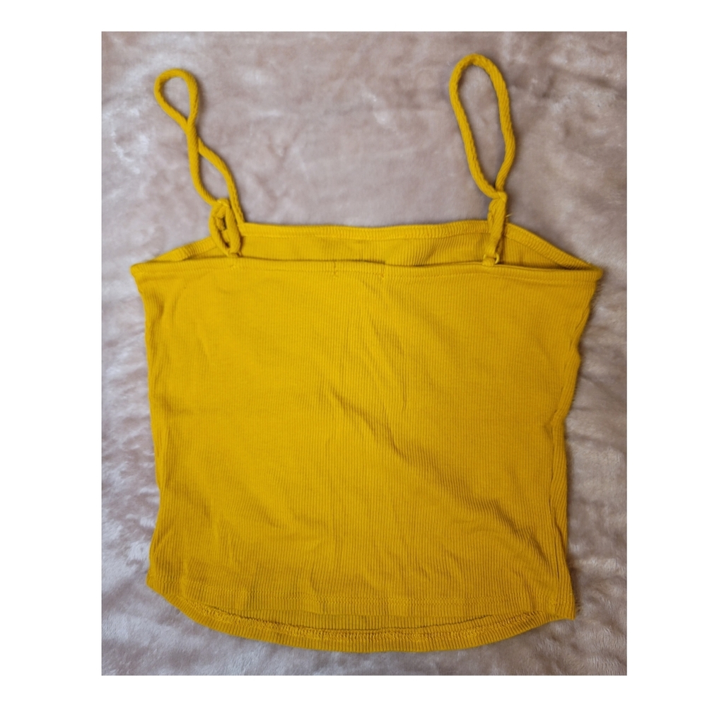 Yellow Crop Ribbed Tank Top - Picture 2 of 3